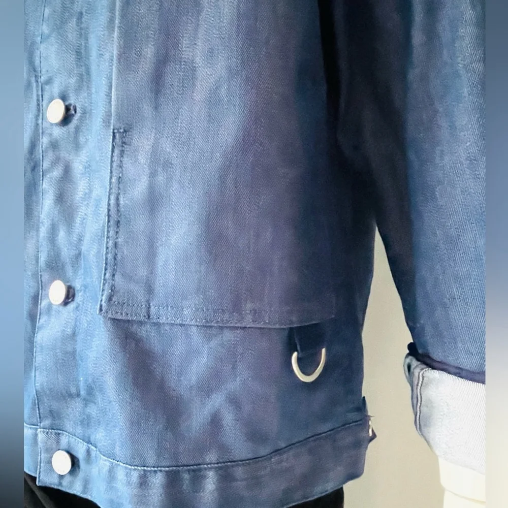 initial fashion trucker jacket blue denim